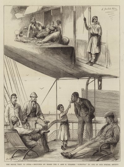 La visite royale en Inde, croquis à bord du paquebot P et O Sumatra - William Ralston